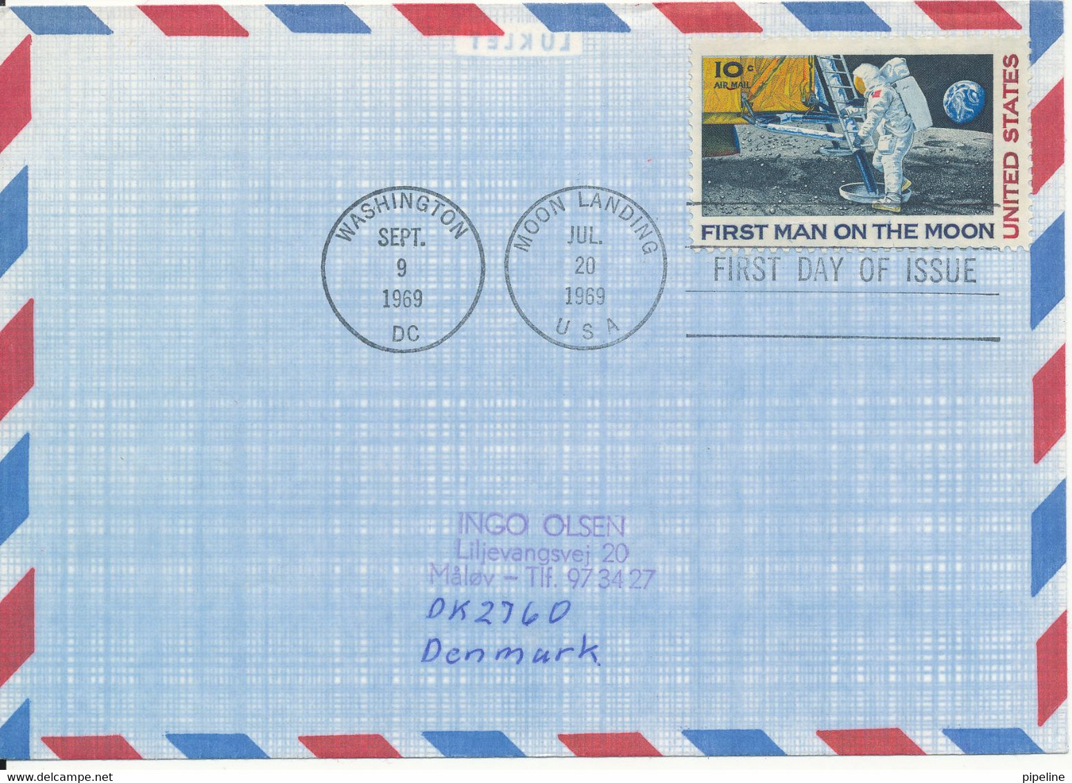 USA FDC Air Mail Cover Man's First Landing On The Moon 20-7-1969 - 1961-1970