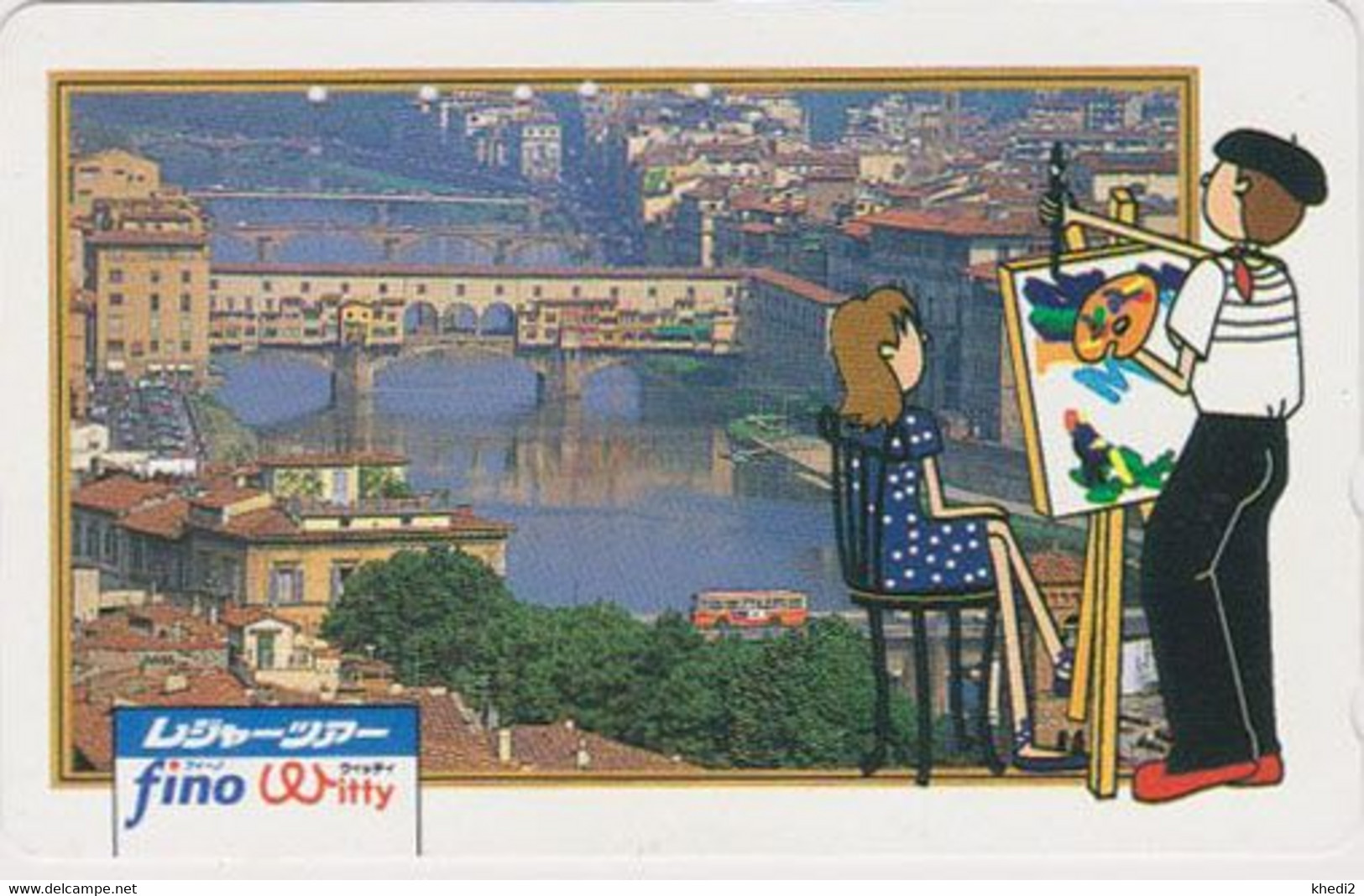 TC JAPON / 110-011 - FIRENZE PONTE VECCHIO - Pont & Peintre - Painter In Florence -  ITALY Rel JAPAN Phonecard - 277 - Horses