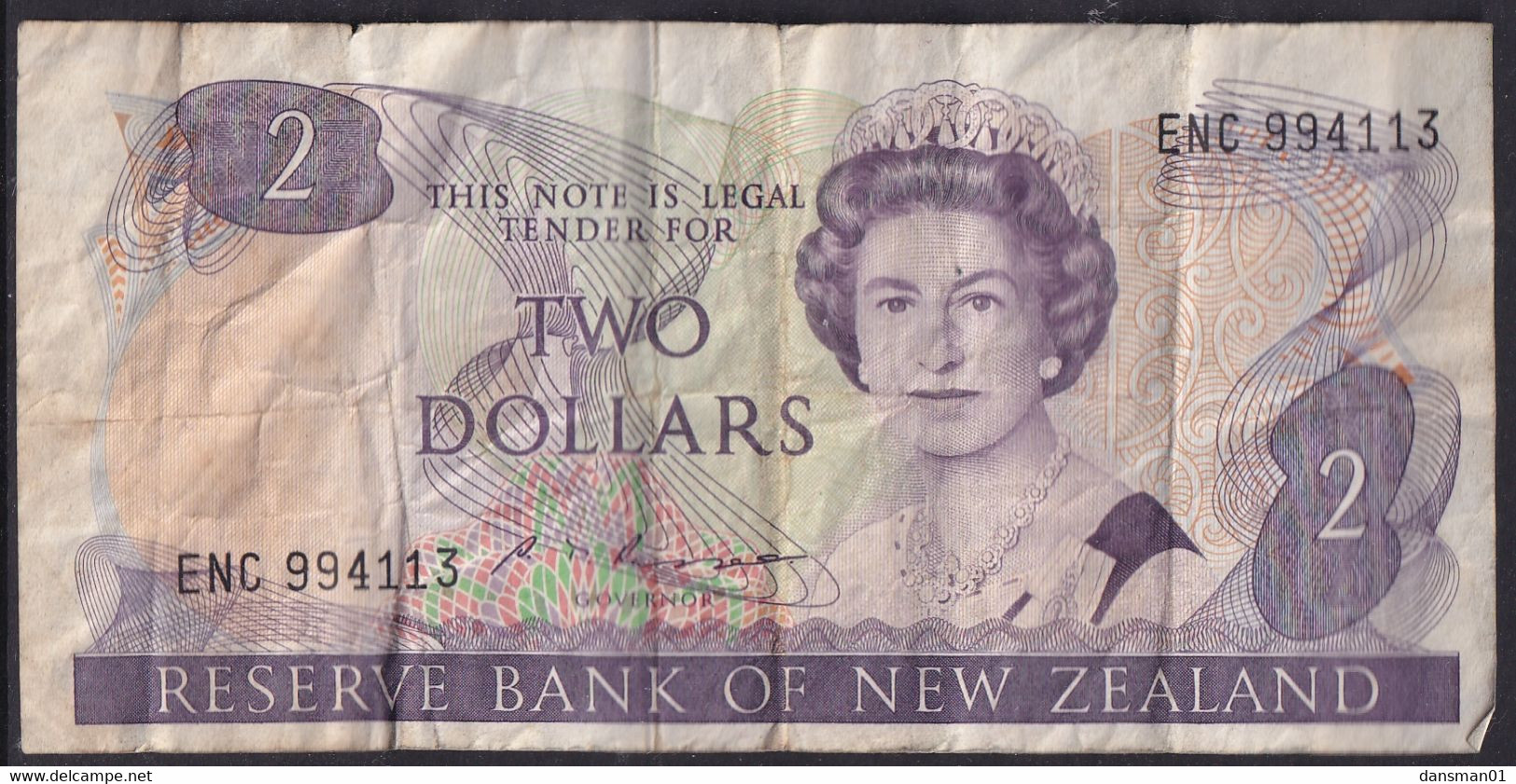 New Zealand ND (1985) $2 Banknote EJE 768575 Sign. Russell - Nueva Zelandía