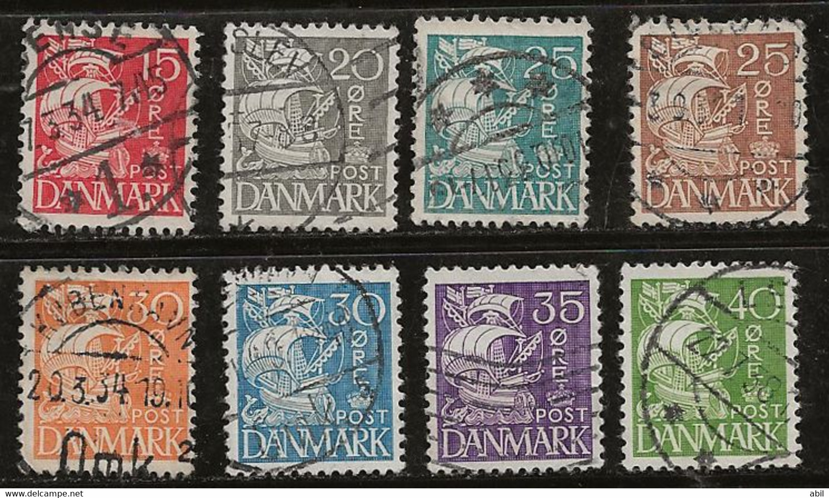 Danemark 1933-1940 N° Y&T :  214 à  221 (type I) Obl. - Usado