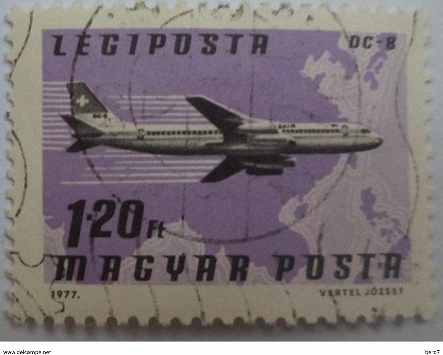 Hungary 1977 Airmail Airplane DC 8, Swiss-air, South East Asia 1.20ft  [USED] - Sonstige & Ohne Zuordnung