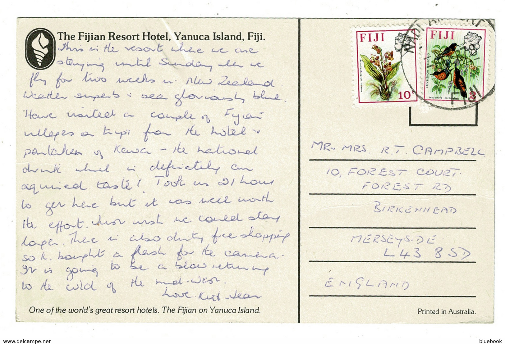 Ref 1470 - 1978 Fiji Postcard - The Fijian Resort Hotel Yanuca Island - 12c Rate To UK - Fidschi