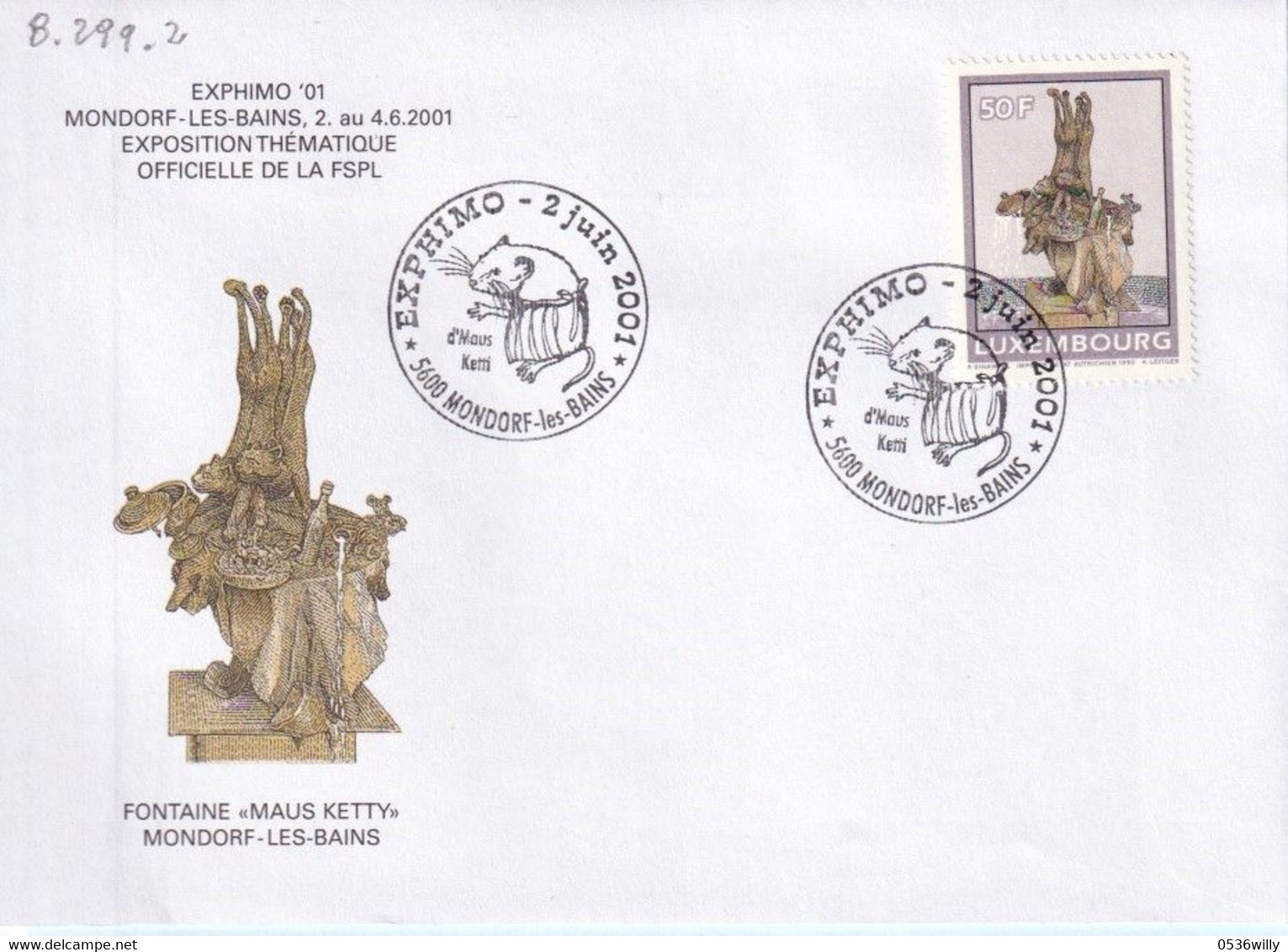 Mondorf-les-Bains EXPHIMO '01 (8.299.2) - Lettres & Documents