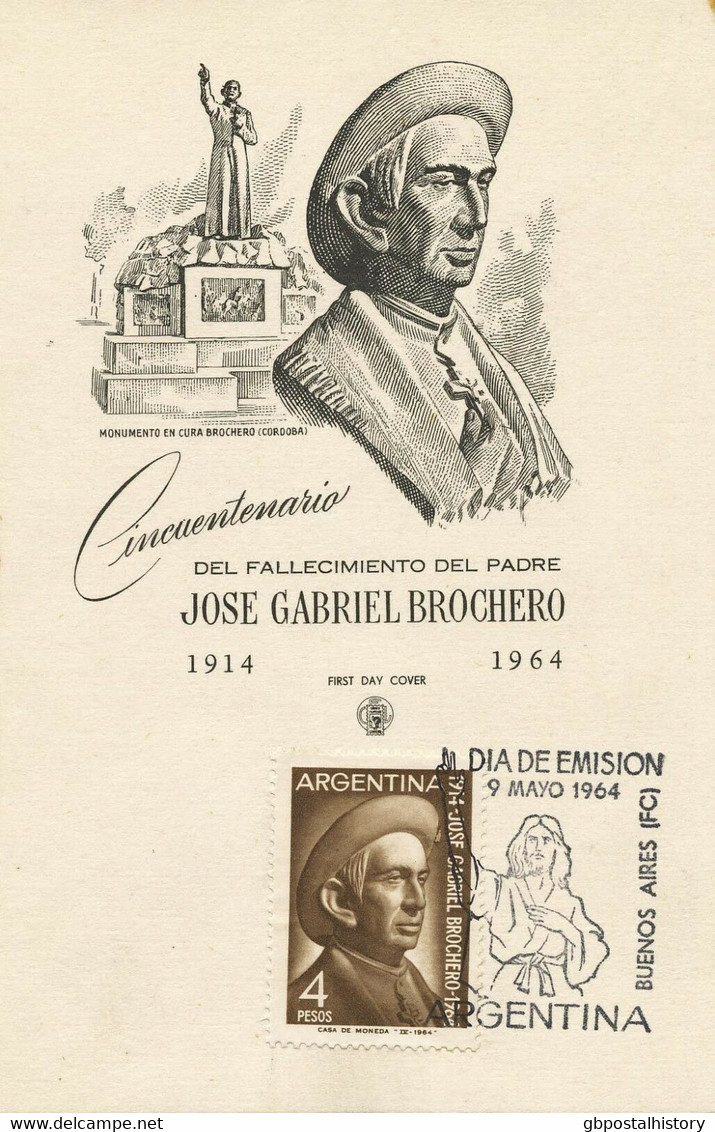 ARGENTINIEN 1964 50. Todestag Von Pater José Gabriel Brochero ABART Maximumkarte - FDC