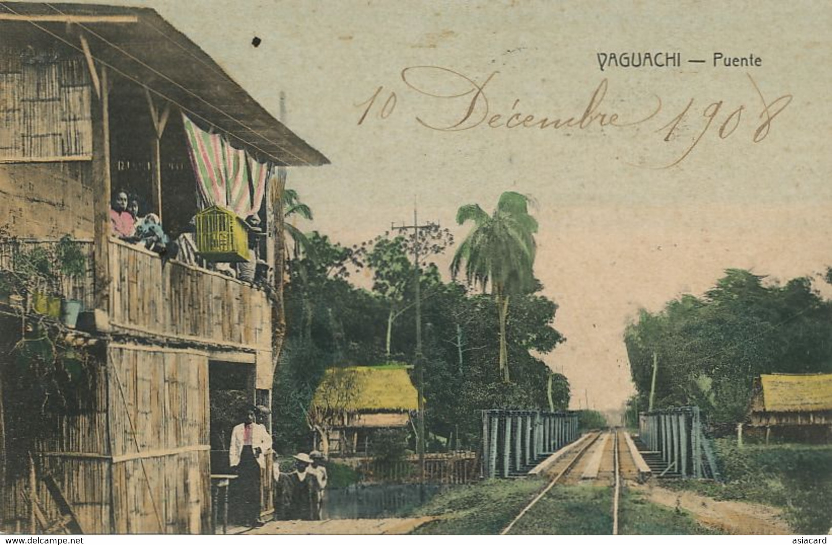 Yaguachi Puente Ferrocarril Chemin De Fer Hand Colored . P. Used Stamp - Ecuador