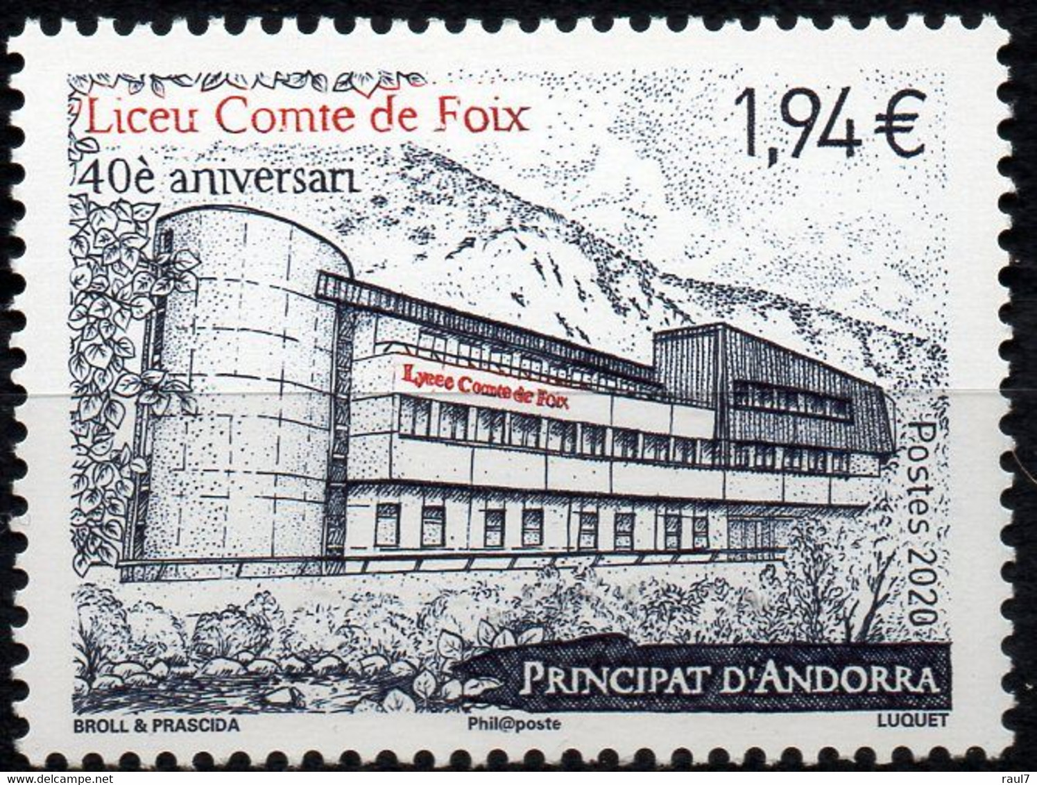 ANDORRE Fr. 2020 - Lycée Comte De Foix  - 1 Val Neufs // Mnh - Unused Stamps