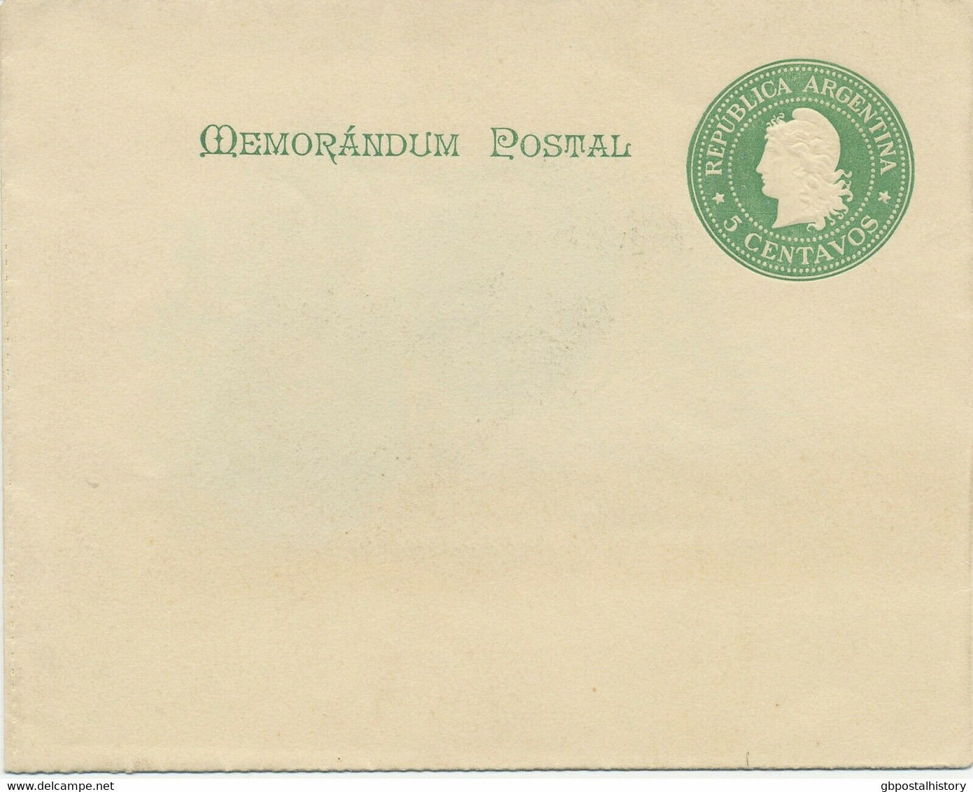 ARGENTINIEN 1900 5C Grün Ungebr. Kab.Lettersheet (Innenseite Grün) Sonderausgabe - Briefe U. Dokumente