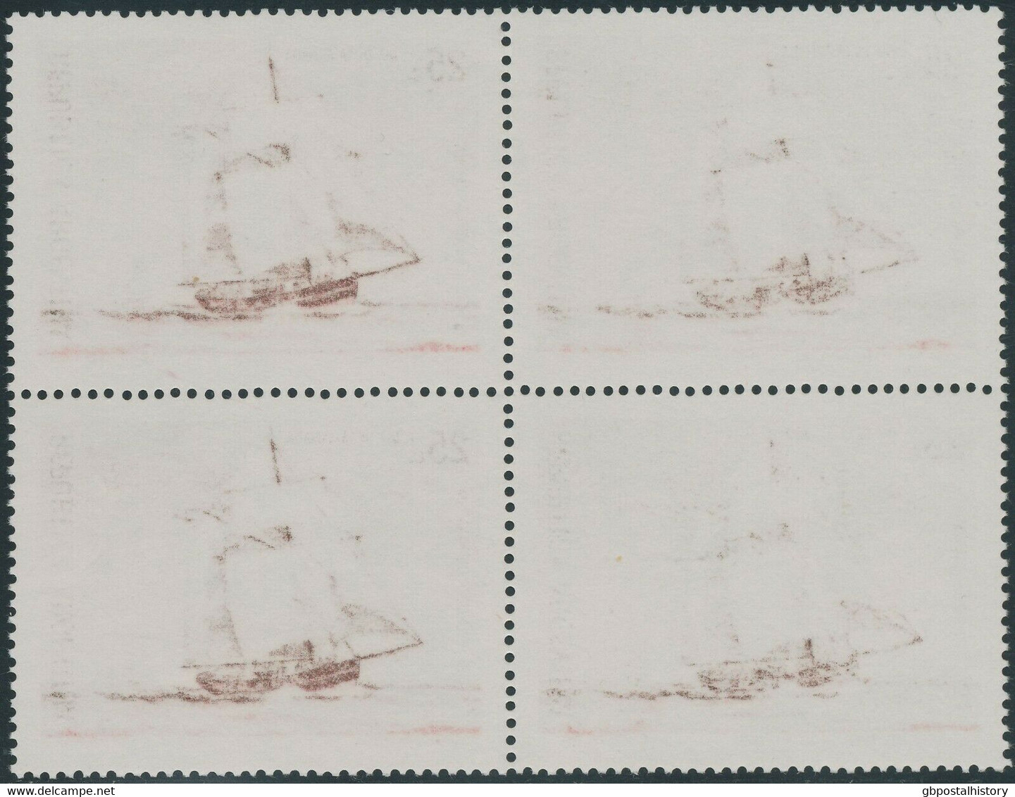 ARGENTINIEN 1971 Tag Der Marine 25C Segelschiff Carmen Postfr. Kab.-Viererblock ABARTEN - Unused Stamps