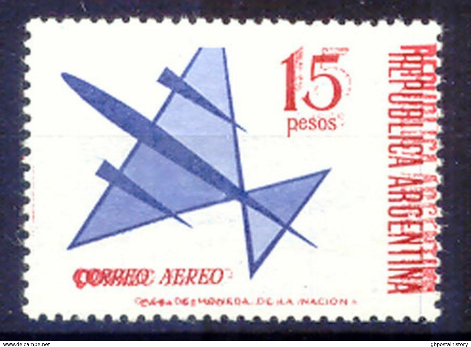 ARGENTINIEN 1965 Flp.-Ausg. Stilisiertes Düsenflugzeug 15 P. Postfr. DOPPELDRUCK - Ungebraucht