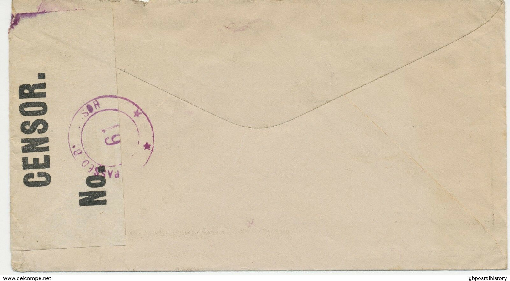 ARGENTINA 1918 12 C San Martin VF Censor Cover To USA W. Viol. Line "VIA CHILE" - Covers & Documents