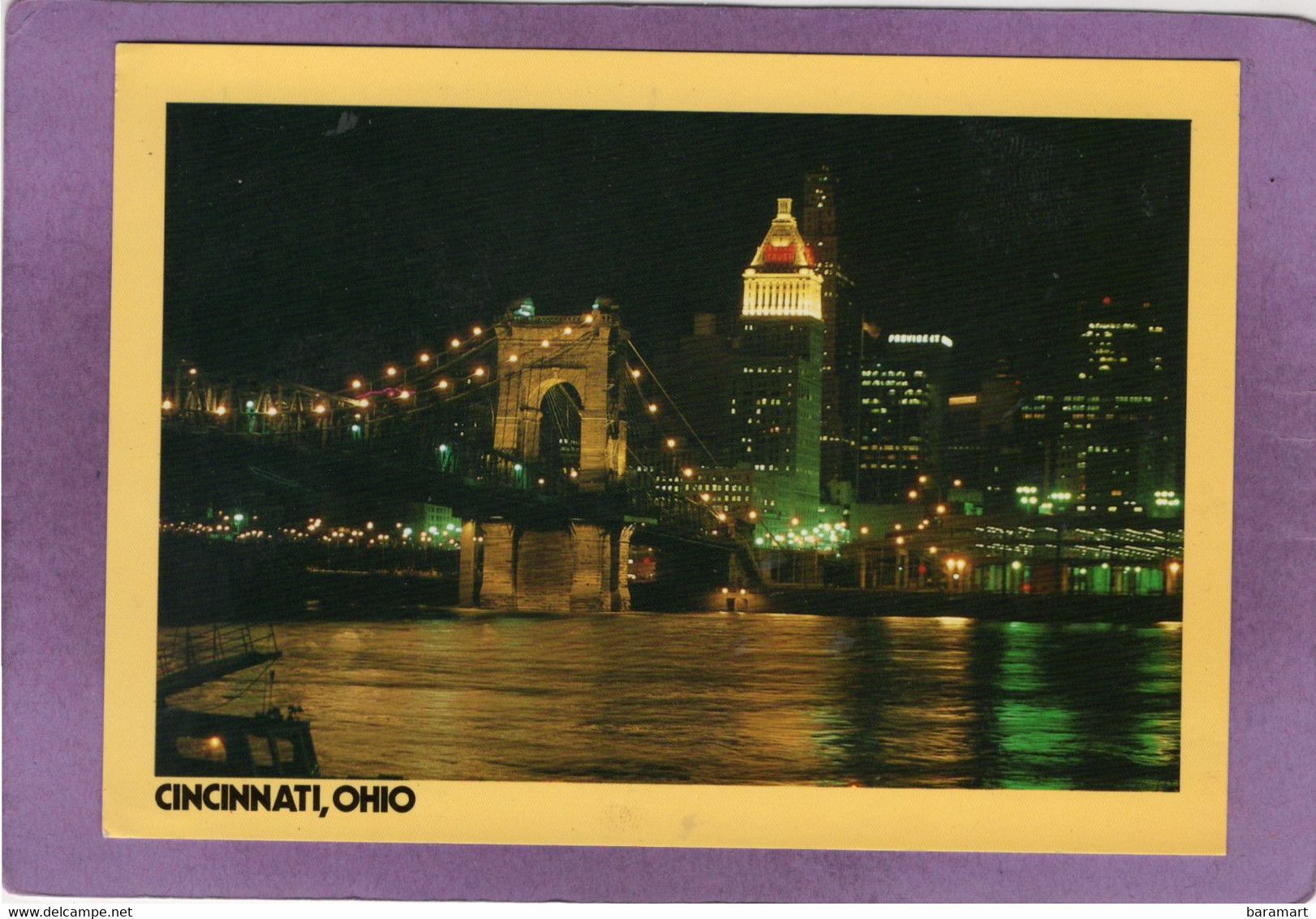 OH  Cincinnati Ohio The Suspension Bridge   Illuminated At Night Photo Bye Gene Miller - Cincinnati