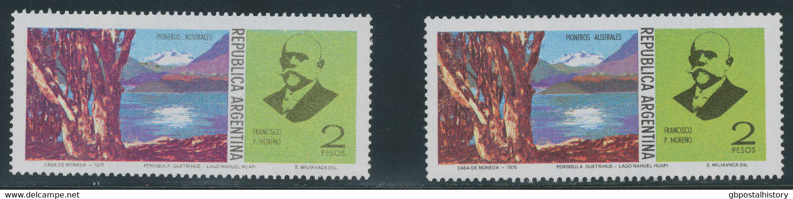 ARGENTINIEN 1975 Francisco P. Moreno Postfr. Kab.-Stück, ABART: Fehlfarbe GRAU - Unused Stamps