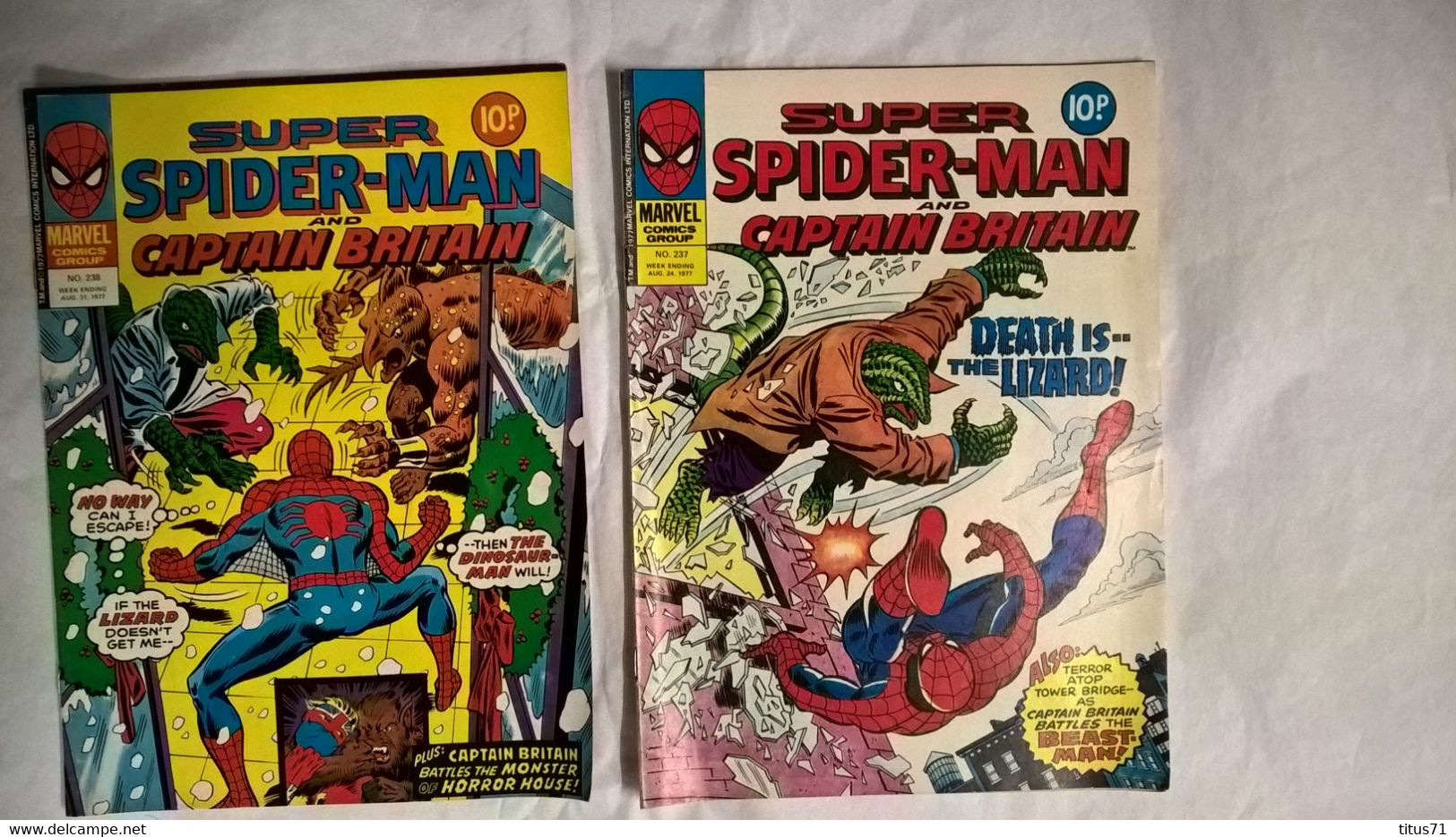 Lot 12 BD Marvel Comics UK Spider Man And Captain Britain - 1977 - Bon état - British Comic Books