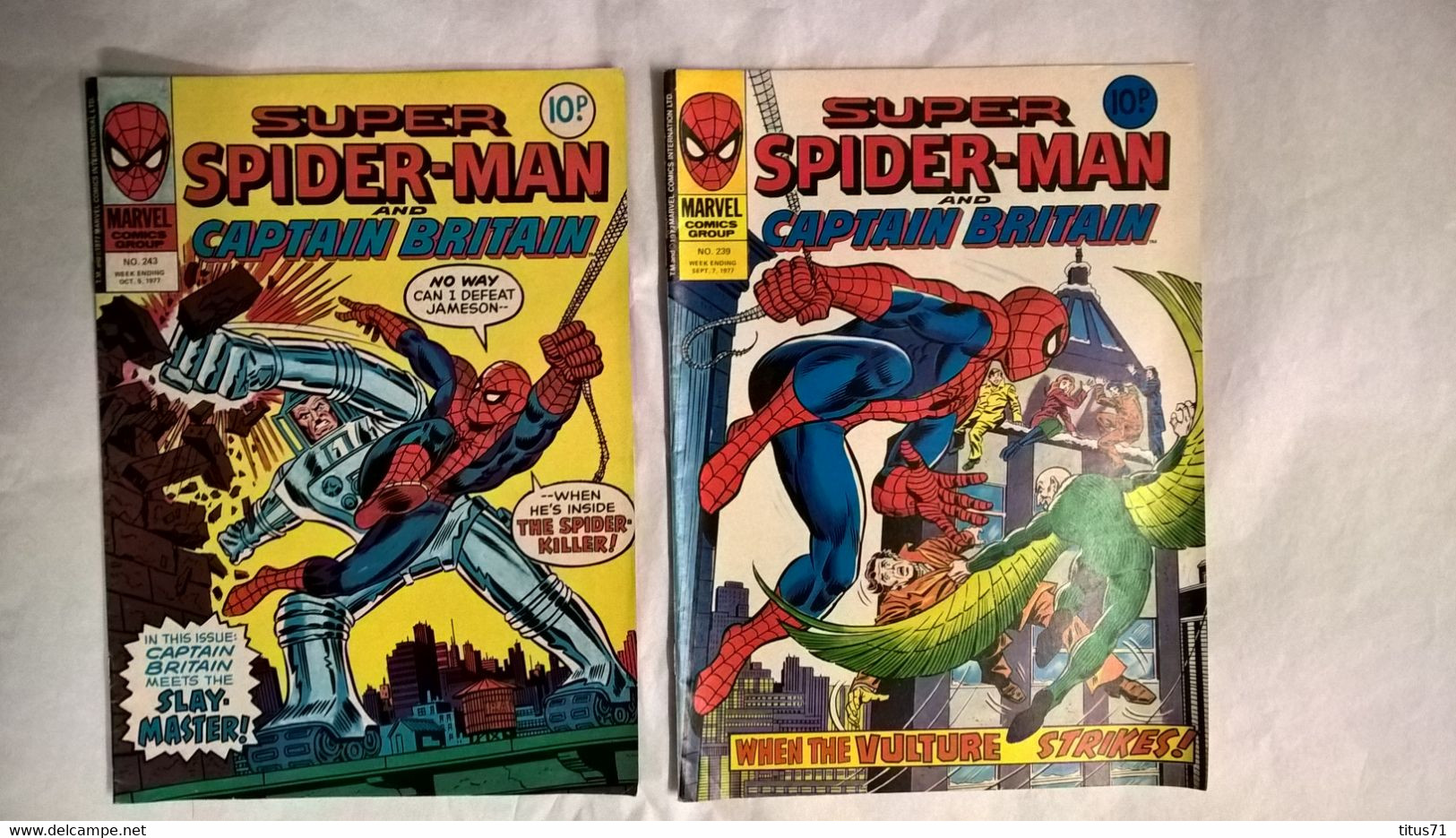 Lot 12 BD Marvel Comics UK Spider Man And Captain Britain - 1977 - Bon état - British Comic Books