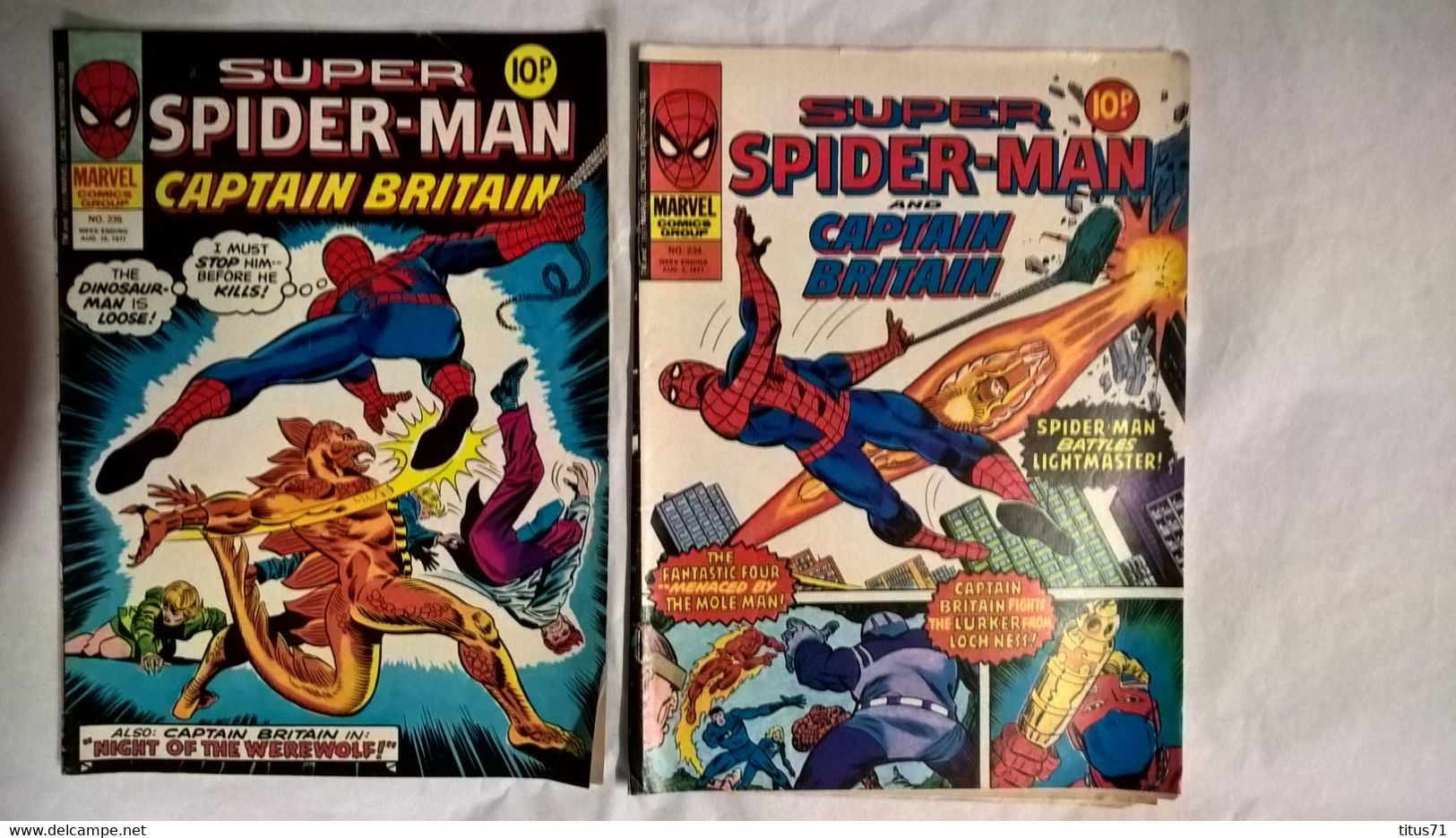 Lot 12 BD Marvel Comics UK Spider Man And Captain Britain - 1977 - Bon état - BD Britanniques