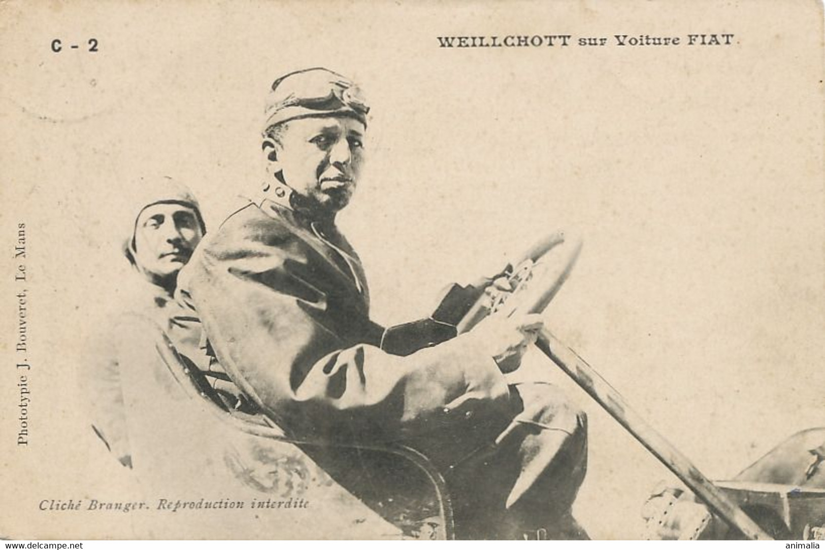 Weillchott Sur Voiture FIAT  Circuit De La Sarthe 1906 - Le Mans