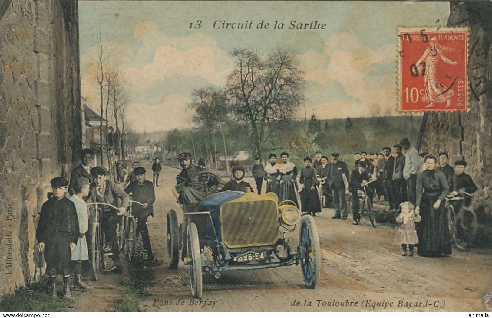 De La Touloubre Equipe Bayard  Circuit De La Sarthe 1906 Pont De Berfay Colorisée - Le Mans