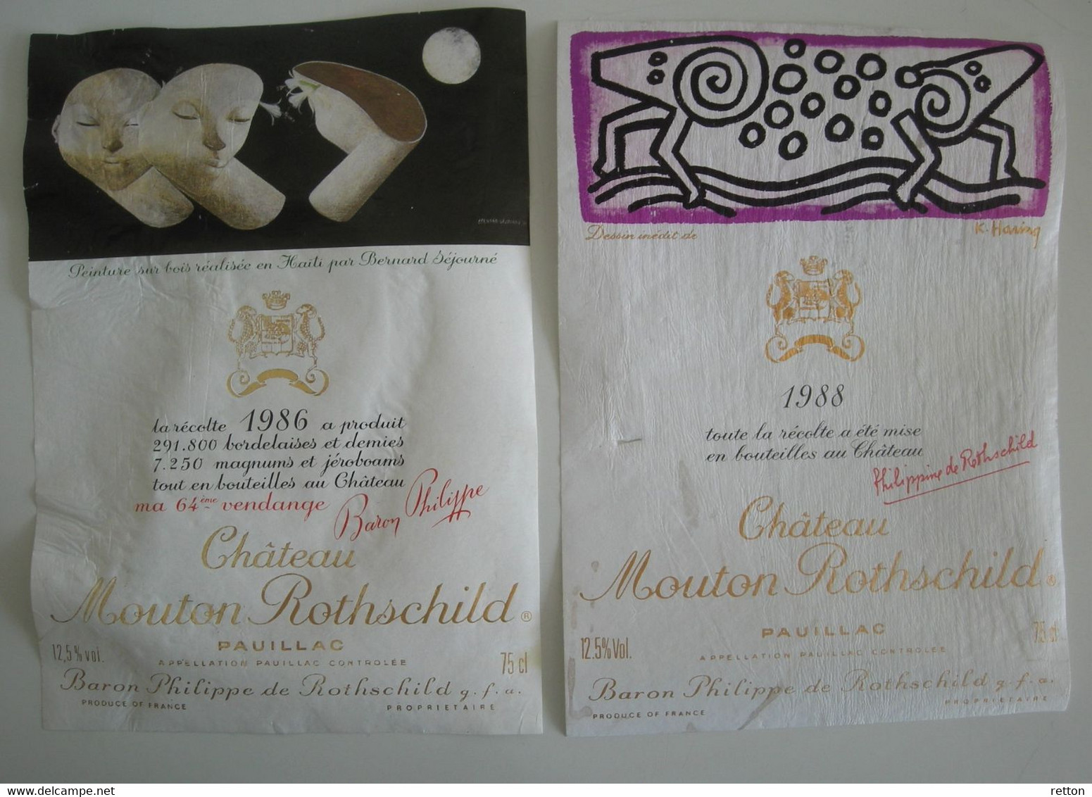 LOT: 8 X CHATEAU MOUTON ROTHSCHILD 1986 / 88 / 73 / 70 / 69/ 80 / 92 MIT ZUSATZETIKETTE / 1987 150 CL, - Bordeaux