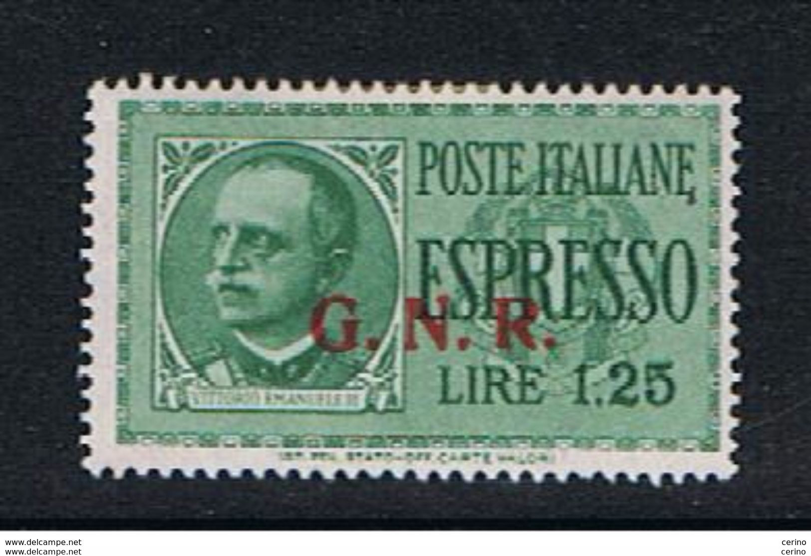 R.S.I.:  1944  SOPRASTAMPATO  BRESCIA  -  £. 1,20  VERDE  N. -  SASS. 19/II - Posta Espresso