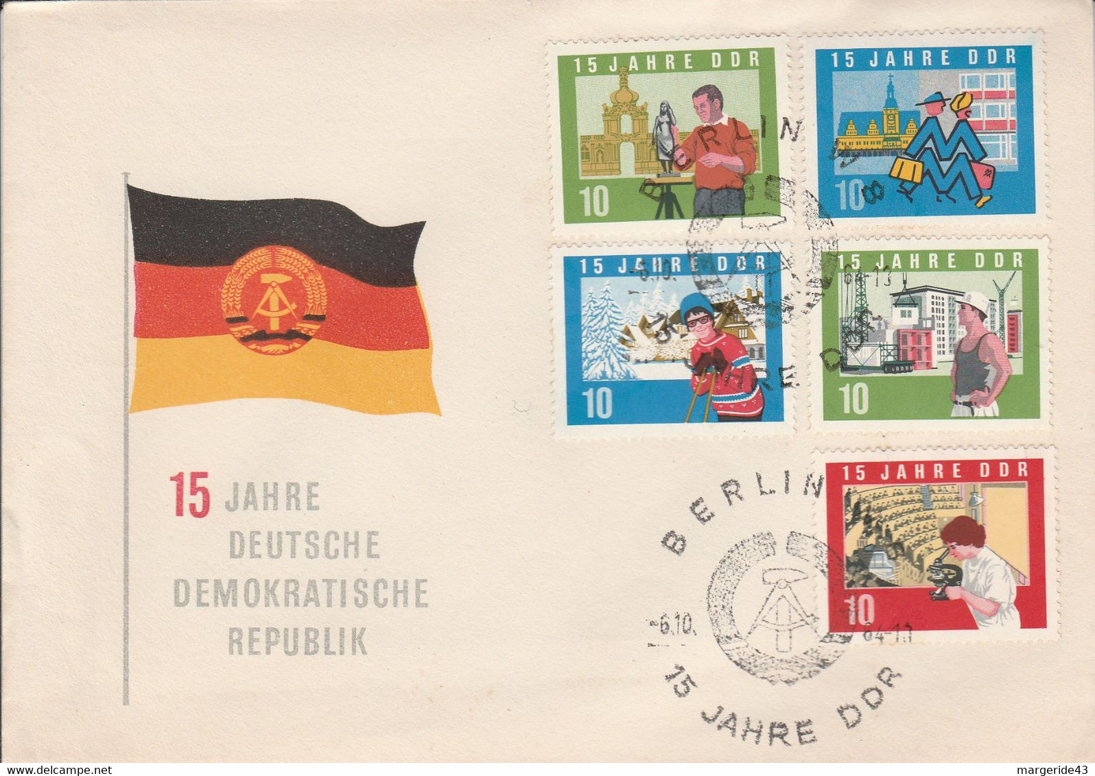 ALLEMAGNE RDA DDR FDC 15 ANS DE LA REPUBLIQUE 1964 - Otros & Sin Clasificación