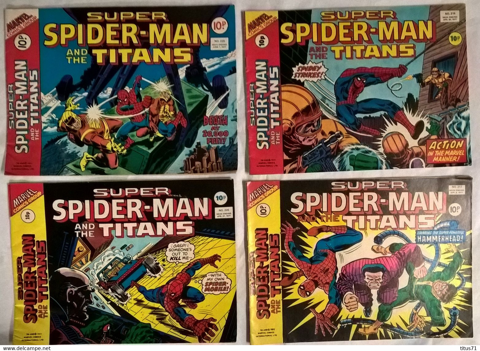 Lot 8 BD Marvel Comics UK Spider Man And The Titans - 1977 - Bon état - British Comic Books