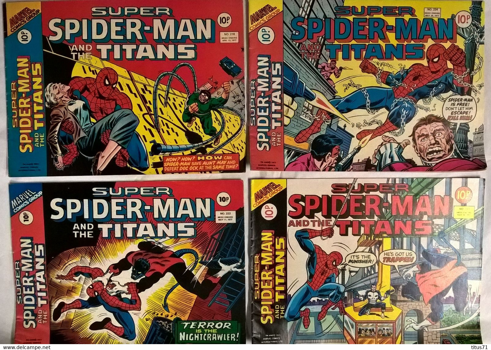 Lot 8 BD Marvel Comics UK Spider Man And The Titans - 1977 - Bon état - BD Britanniques