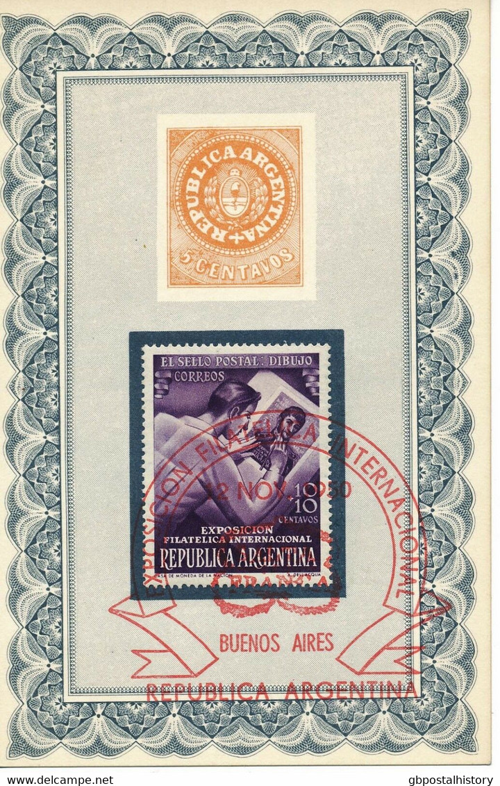 ARGENTINIEN 12.11.1950 Internationale Briefmarkenausstellung, Buenos Aires SST - Lettres & Documents