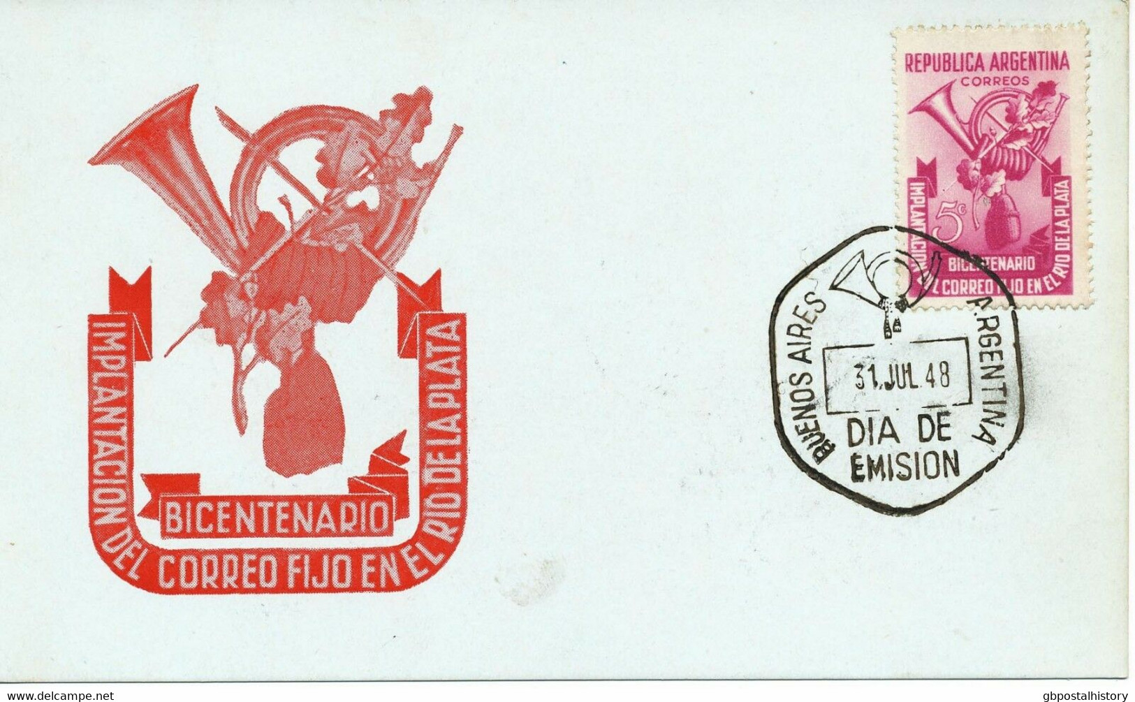 ARGENTINIEN 31.7.1948, 200 Jahre Postdienst Am Río De La Plata Auf Maximumkarte - Briefe U. Dokumente