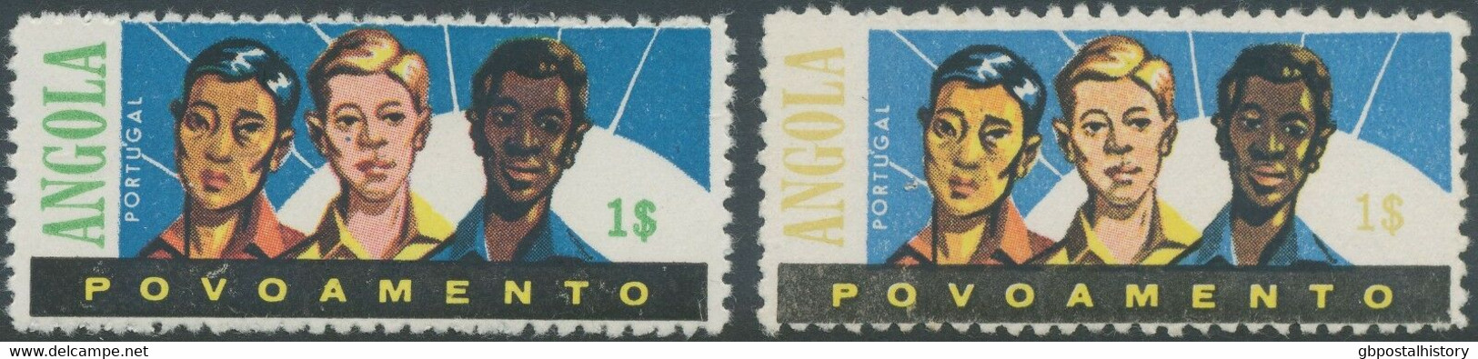 ANGOLA 1962 1 E Surcharge Stamp Population Increase Unused (M/M) MISSING COLOR - Angola