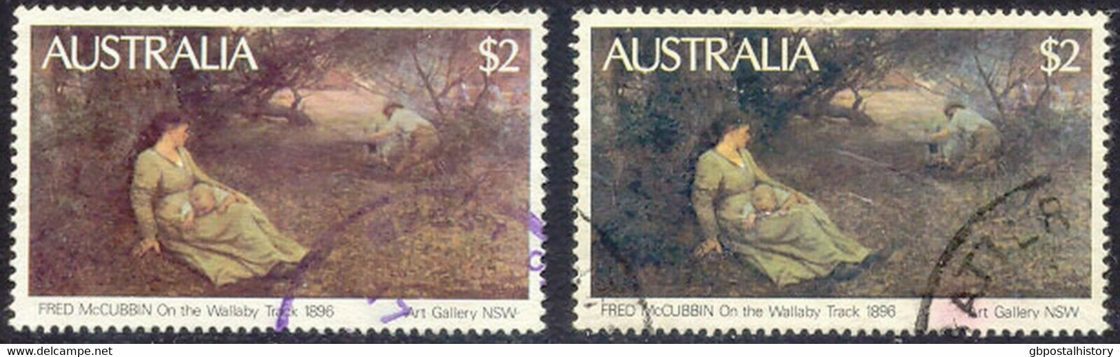 AUSTRALIA 1981 Painting $ 2 Superb Used COLOR VARIETY - Errors, Freaks & Oddities (EFO)