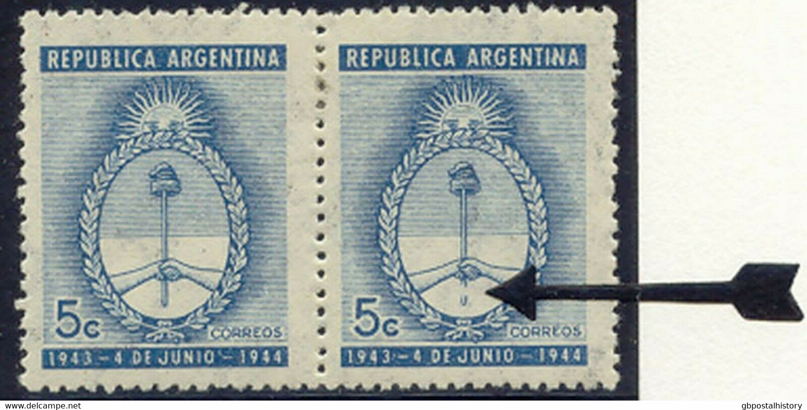 ARGENTINIEN 1944 1.Jahrestag Der Revolution Ungebr. Paar ABART Selt. Plattenfehler - Unused Stamps