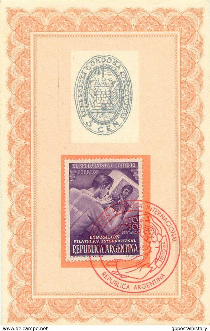 ARGENTINIEN 1950 Int. Briefmarkenausstellung, 9 Versch. Farbige AK's M. SST - Cartas & Documentos