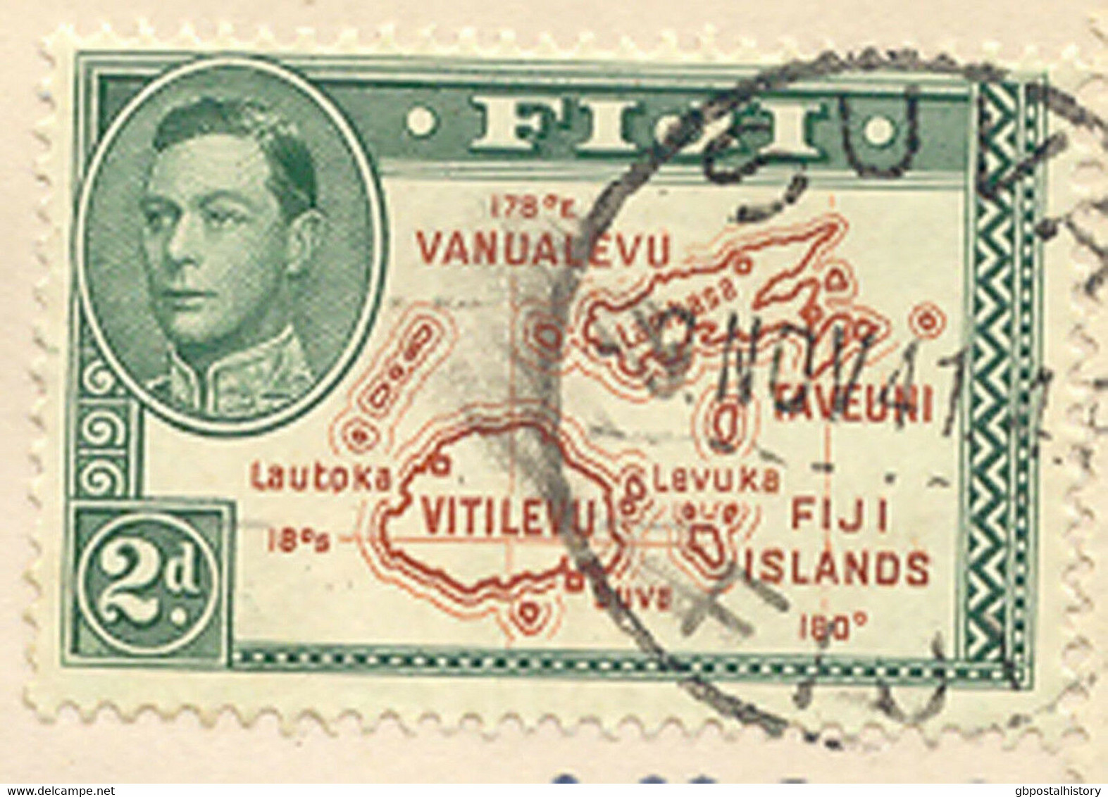 FIJI 1941 First Transpacific Airmail "Suva, Fiji-Auckland, N.Z." 2D Map II - Fidji (1970-...)