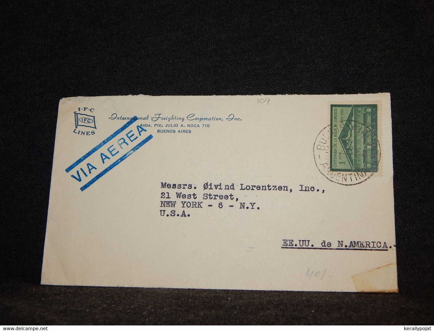 Argentina 1954 Air Mail Cover To USA__(109) - Aéreo