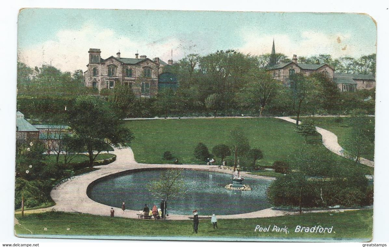 Postcard Yorkshire Bradford Peel Park. Very Nice Squared Circle No 13 Posted 1905 - Bradford