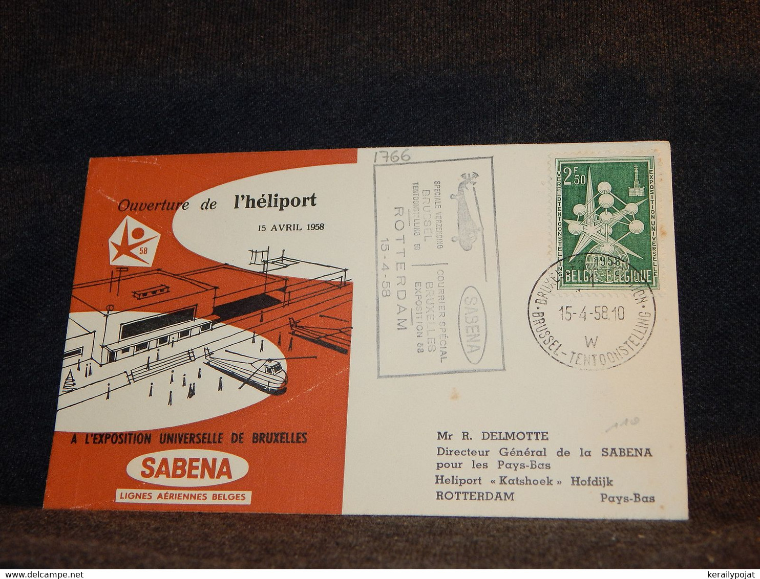 Belgium 1958 Sabena Bruxelles-Rotterdam Cover__(1766) - Covers & Documents