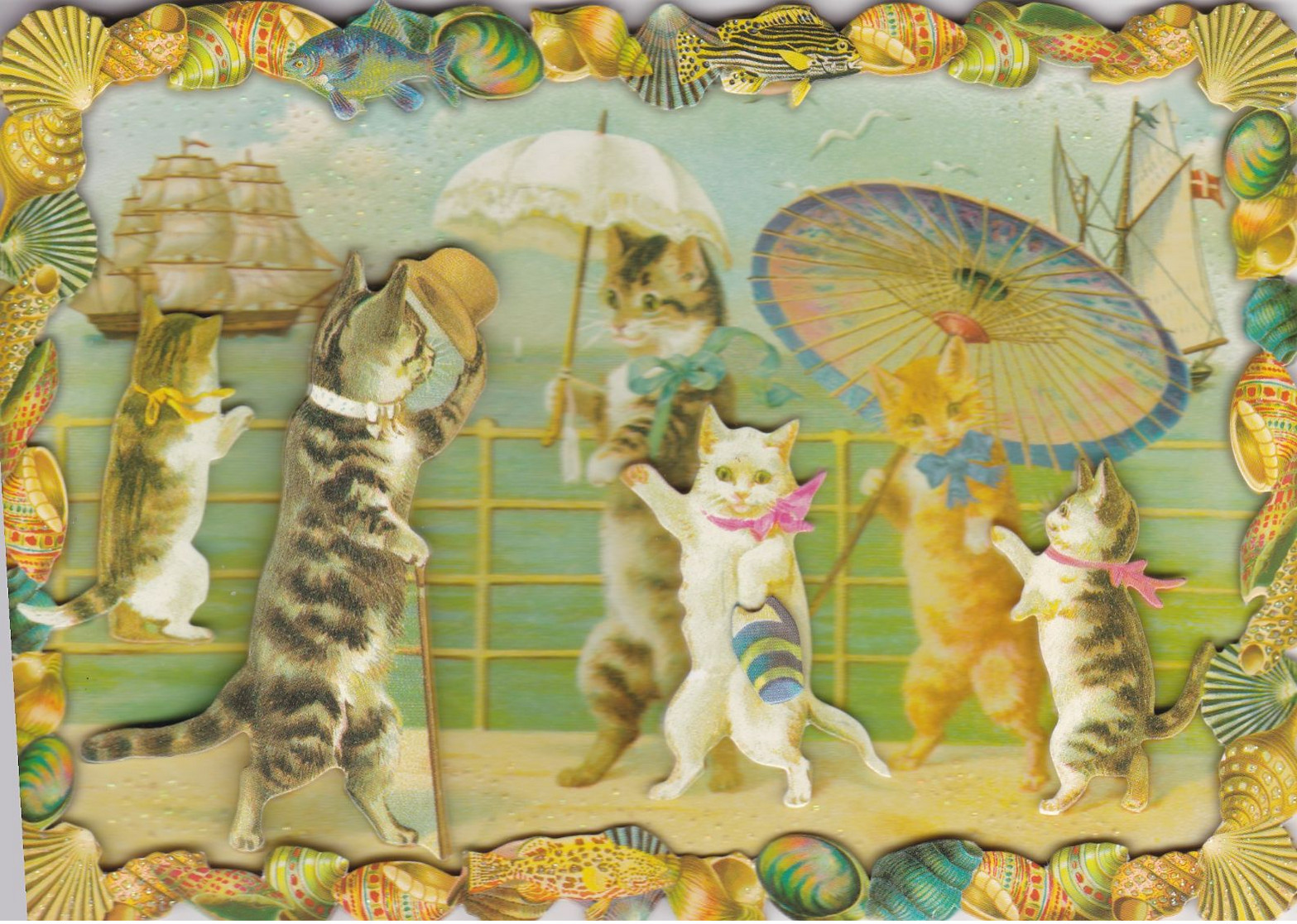 DOUBLE  MODERN CARD CAT CHAT GATO - Chats