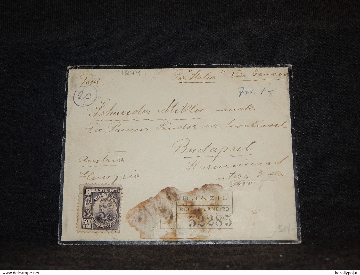 Brazil 1890's Mourning Cover To Hungary__(1244) - Briefe U. Dokumente