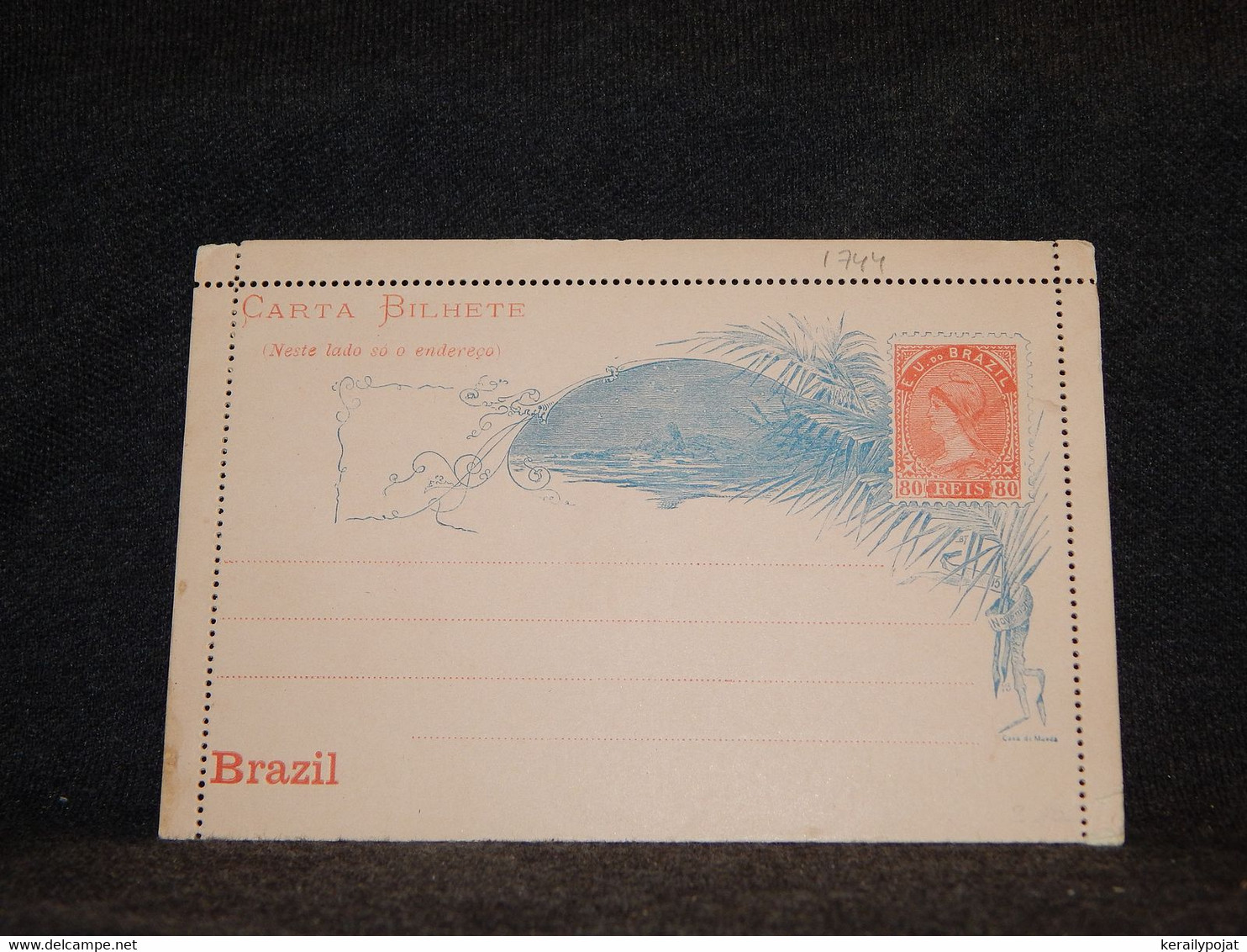Brazil 80r Red Unused Stationery Card__(1744) - Posta Aerea