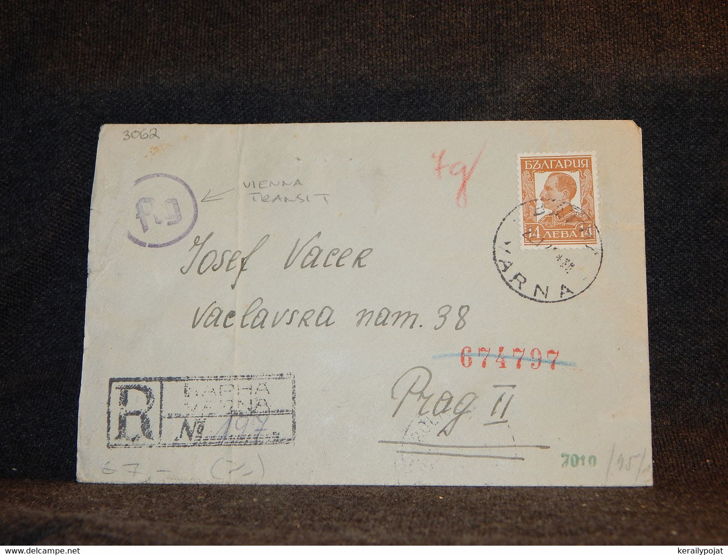 Bulgaria 1942 Varna Registered Cover To Czechoslovakia__(3062) - Cartas & Documentos