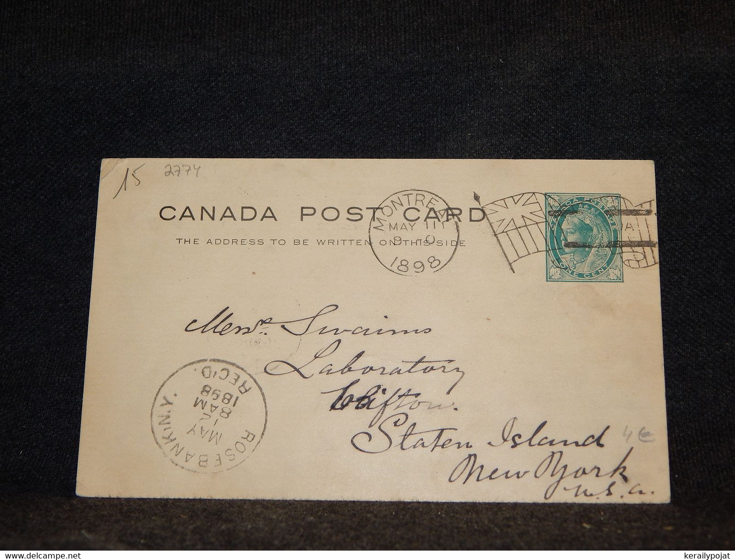 Canada 1898 Montreal 1c Green Stationery Card To USA__(2774) - 1860-1899 Victoria