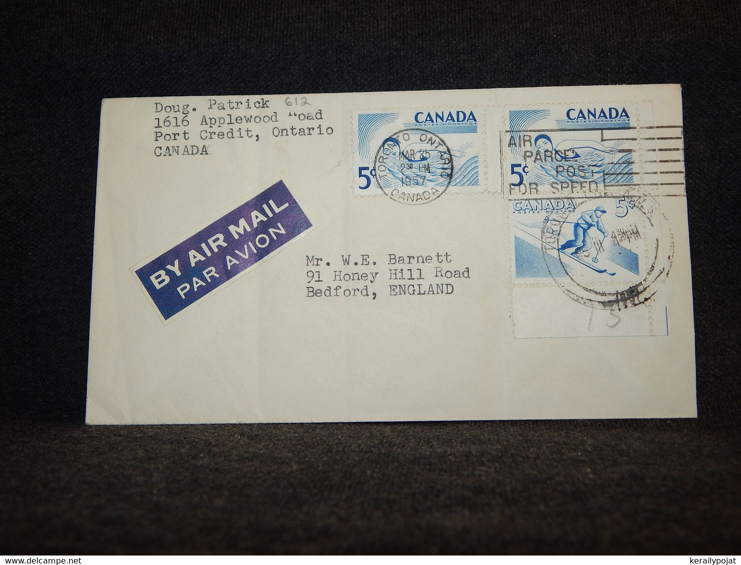 Canada 1957 Toronto Air Mail Cover To UK__(612) - Aéreo