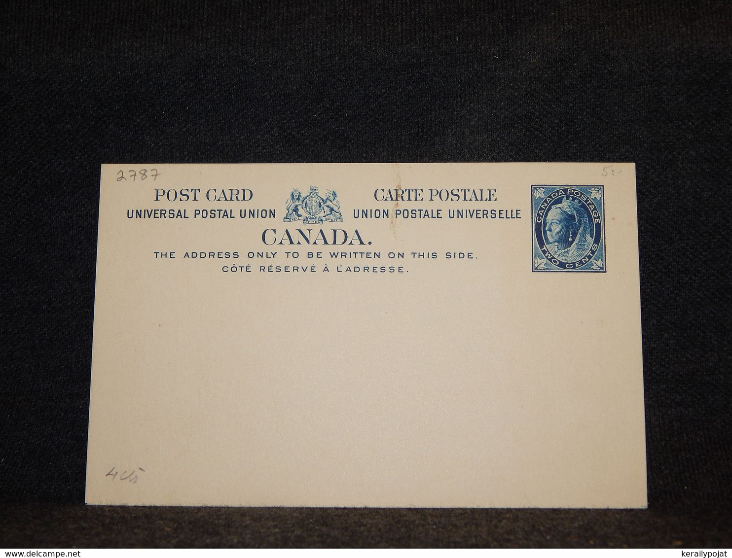 Canada 2c Blue Unused Stationery Card__(2787) - 1860-1899 Règne De Victoria