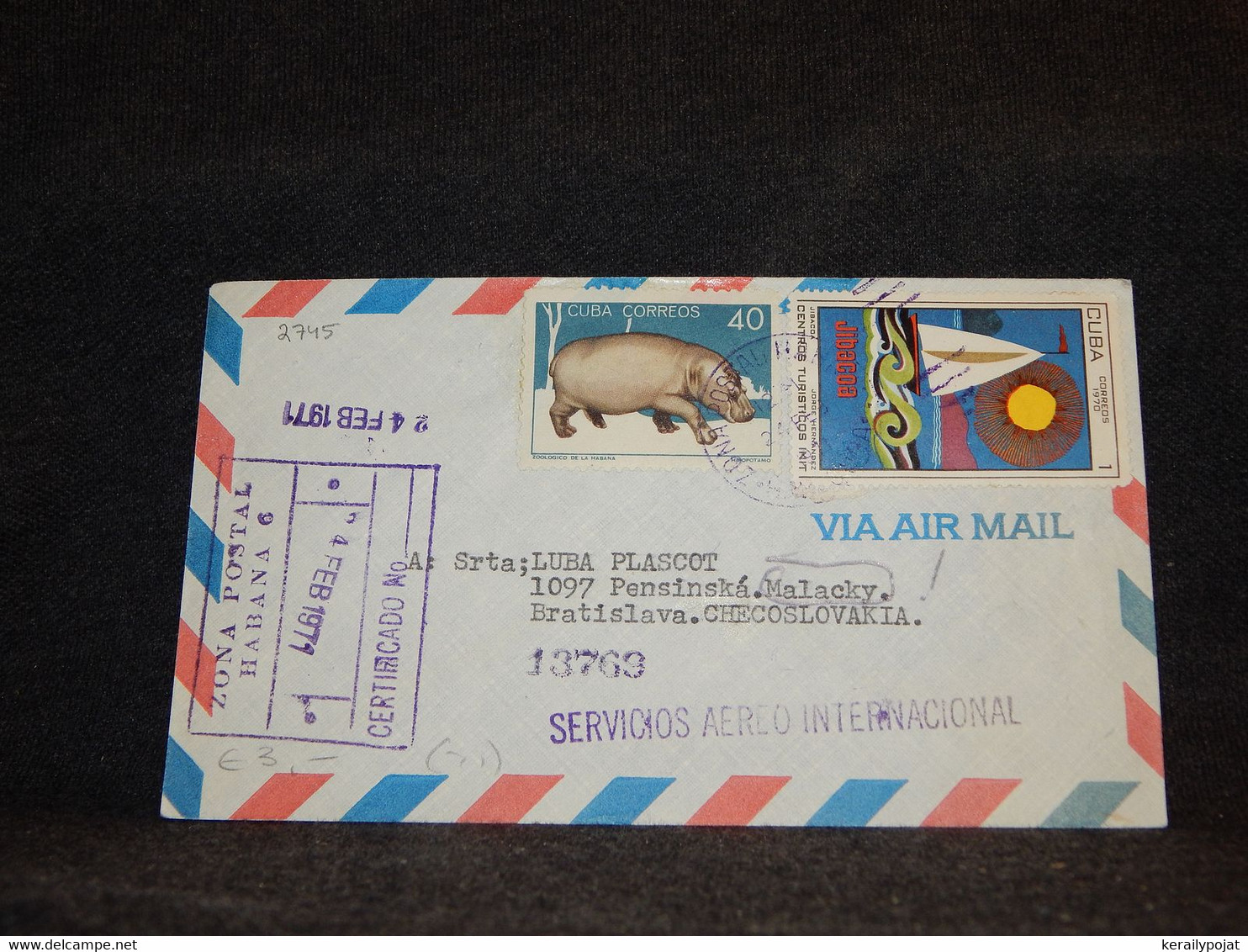 Cuba 1971 Air Mail Cover To Czechoslovakia__(2745) - Aéreo