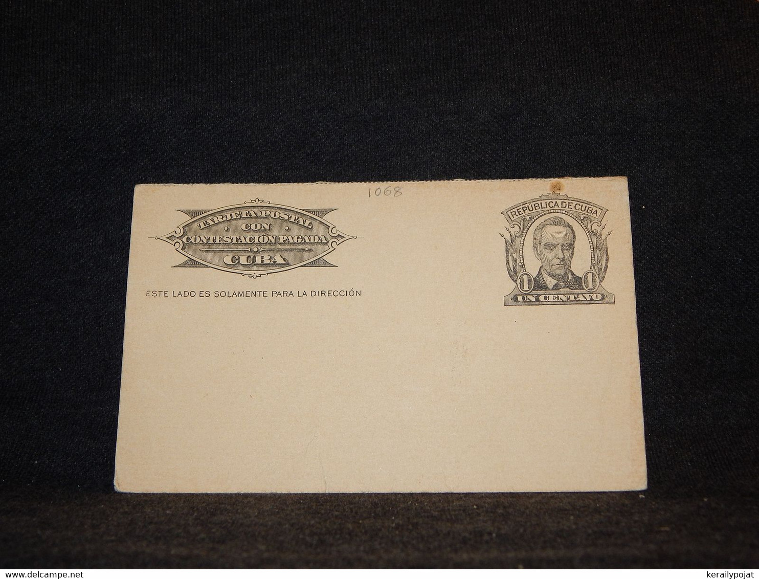 Cuba 1c Black Unused Stationery Card__(1068) - Briefe U. Dokumente
