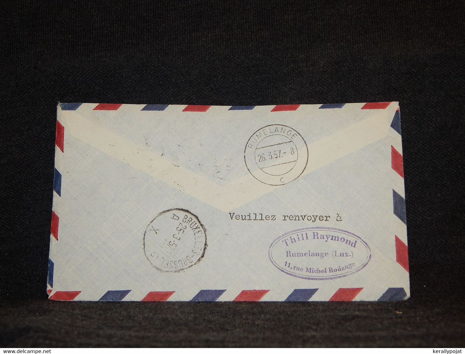 Luxembourg 1957 Rumelange Bucarest Sabena Cover__(2080) - Briefe U. Dokumente