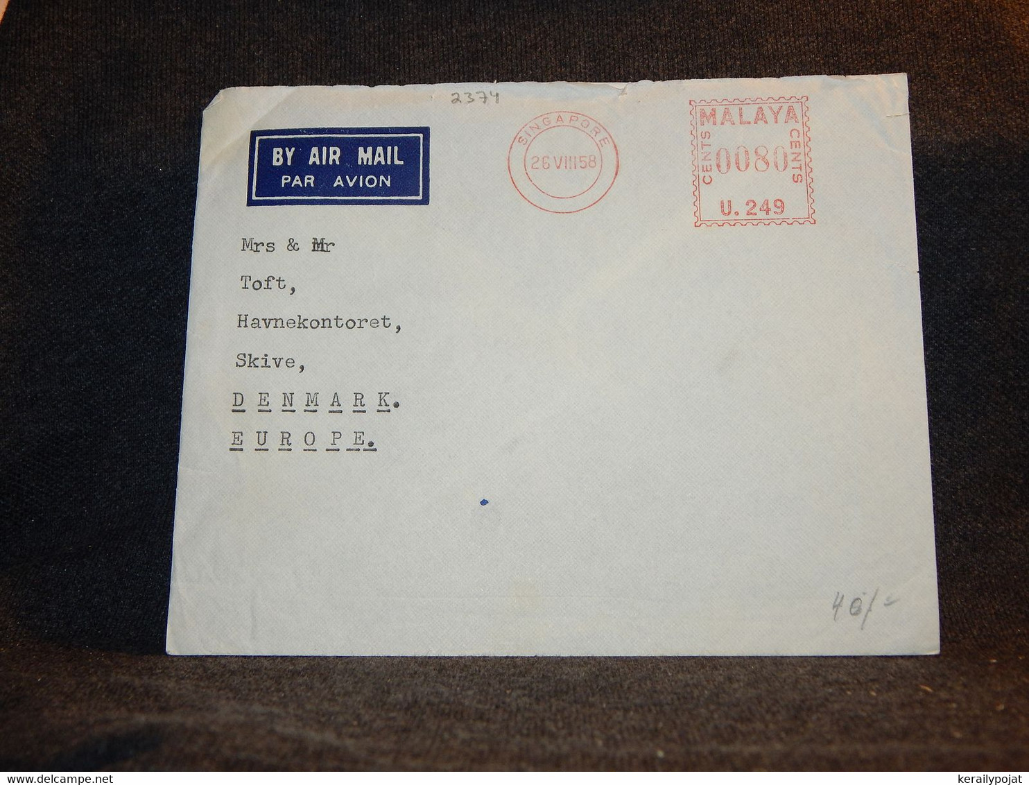 Malaya 1958 Meter Mark Cover To Denmark__(2374) - Malayan Postal Union
