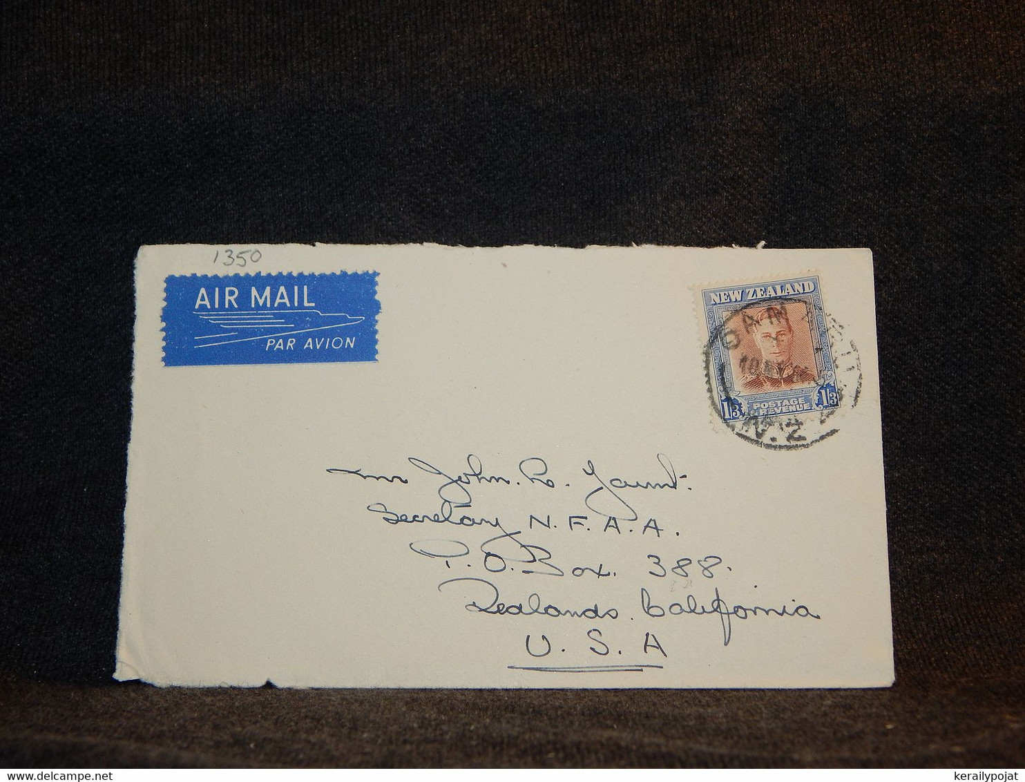 New Zealand 1950's Air Mail Cover To USA__(1350) - Corréo Aéreo