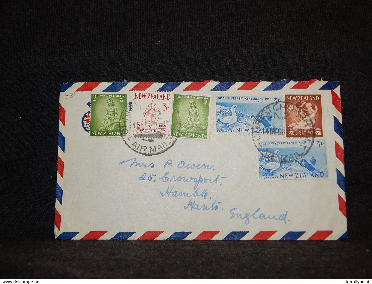 New Zealand 1958 Air Mail Cover To UK__(981) - Corréo Aéreo