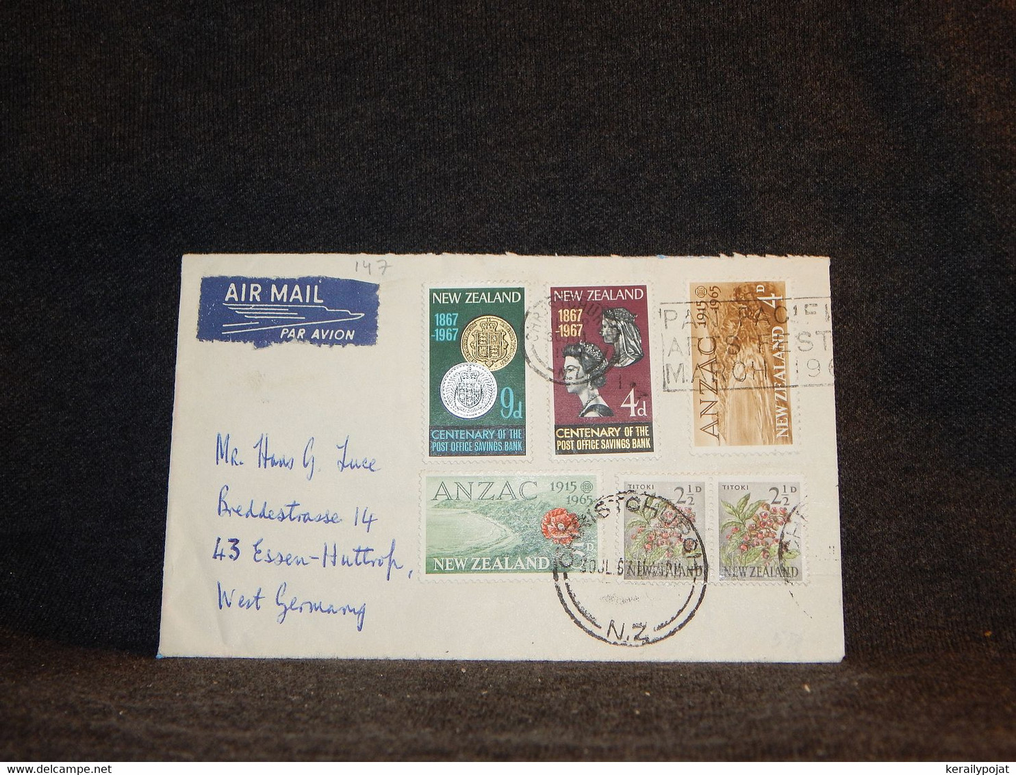 New Zealand 1967 Christchurch Air Mail Cover To Germany__(147) - Airmail